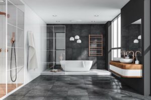 Ceramic Tile Design Trends in a luxury large bathroom for Western New York Homes by Custom Carpet Center