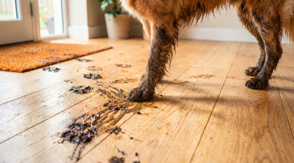 Pet-friendly hardwood flooring in Buffalo, NY from Custom Carpet Centers